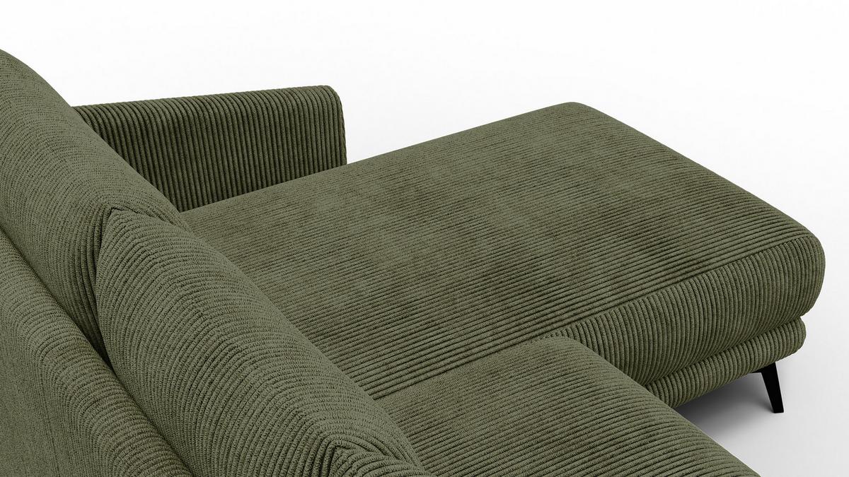 ECKSOFA VILT 3-Sitzer, olive - Schwarz/Olivgrün, Holzwerkstoff/Textil (221/156cm) - Wozimo