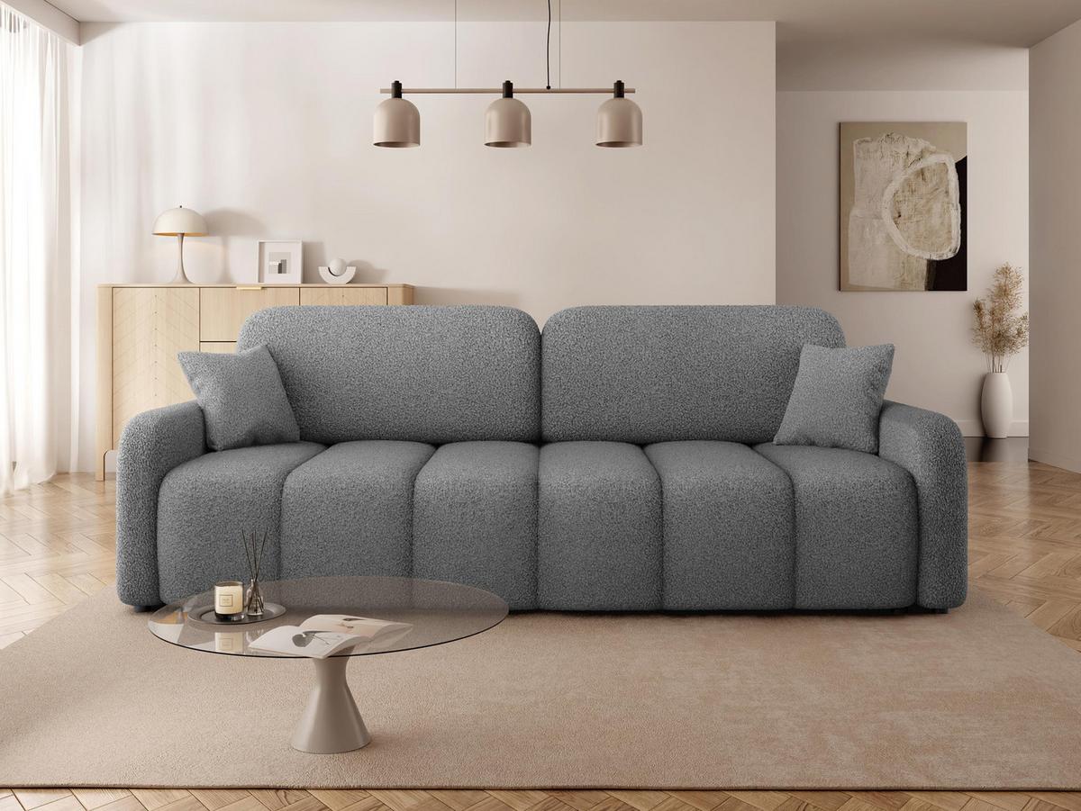 SCHLAFSOFA Carlos Boucle - Schwarz/Grau, Holz/Kunststoff (236/90/114cm) - MIRJAN24