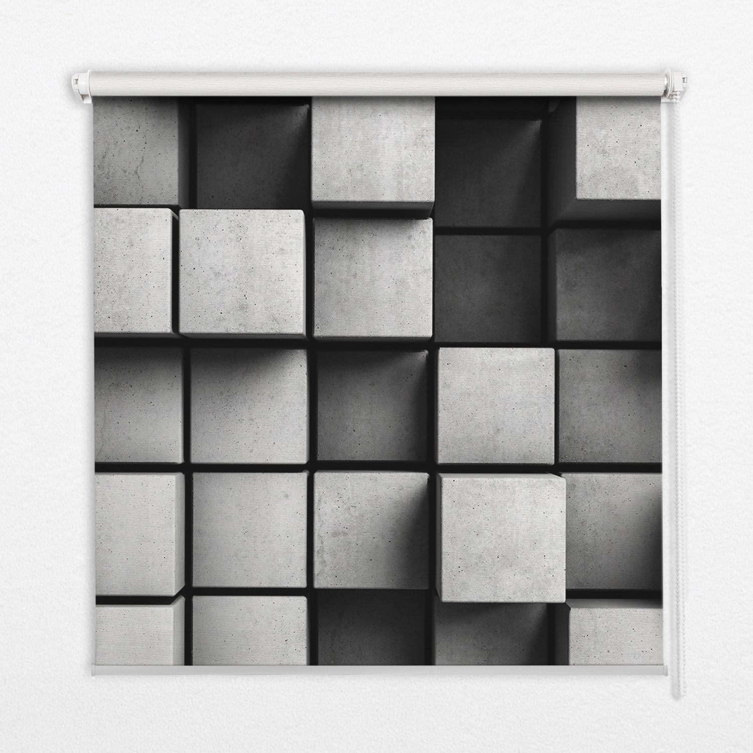 INNENROLLO - Fensterrollo - Rollo - 130x140 cm - Steinwürfel - Grau, Kunststoff (130/140/0.5cm) - TULUP