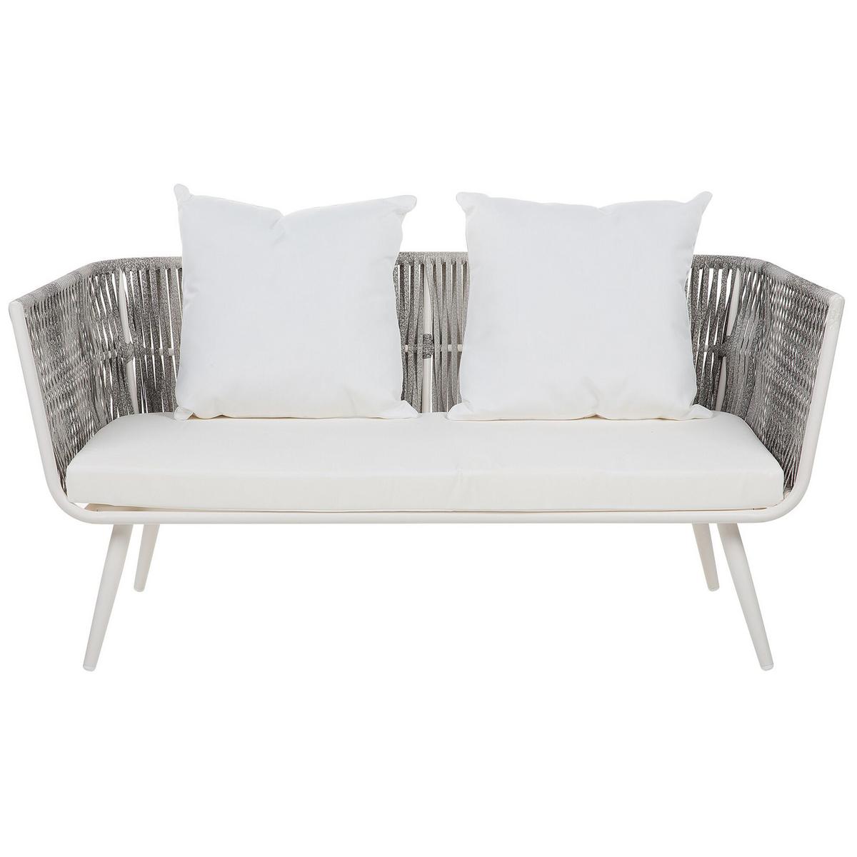 LOUNGE-SET 4-sitzer Rattan Weiß Ragusa - Weiß, Kunststoff - Beliani
