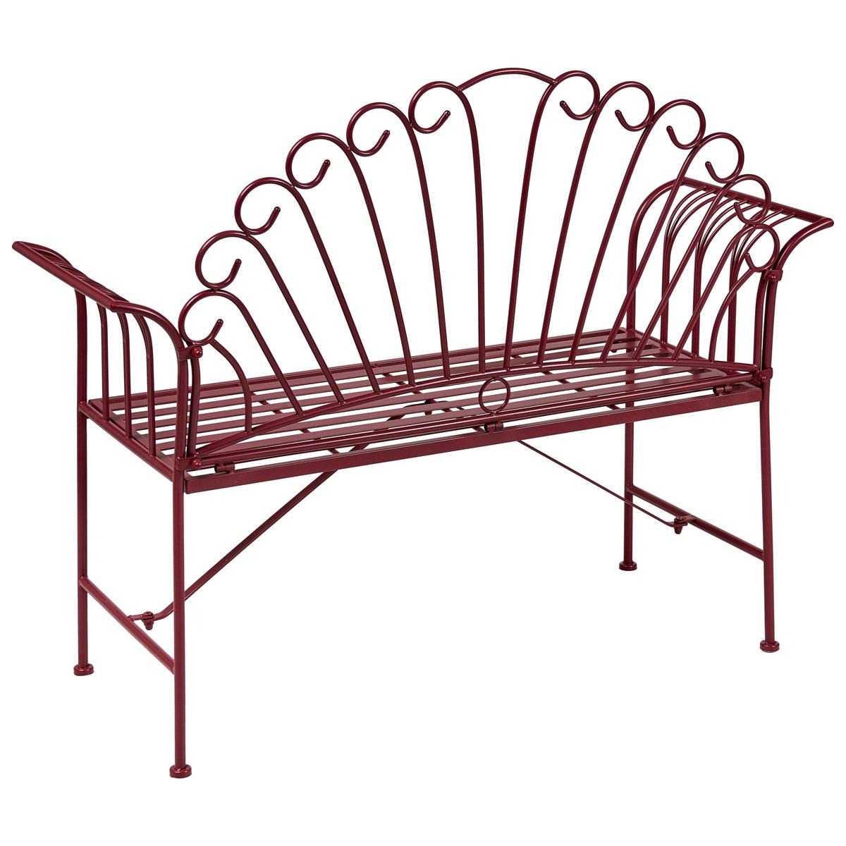 GARTENBANK Burgunderrot Cavinia - Rot, Metall (125/97/46cm) - Beliani