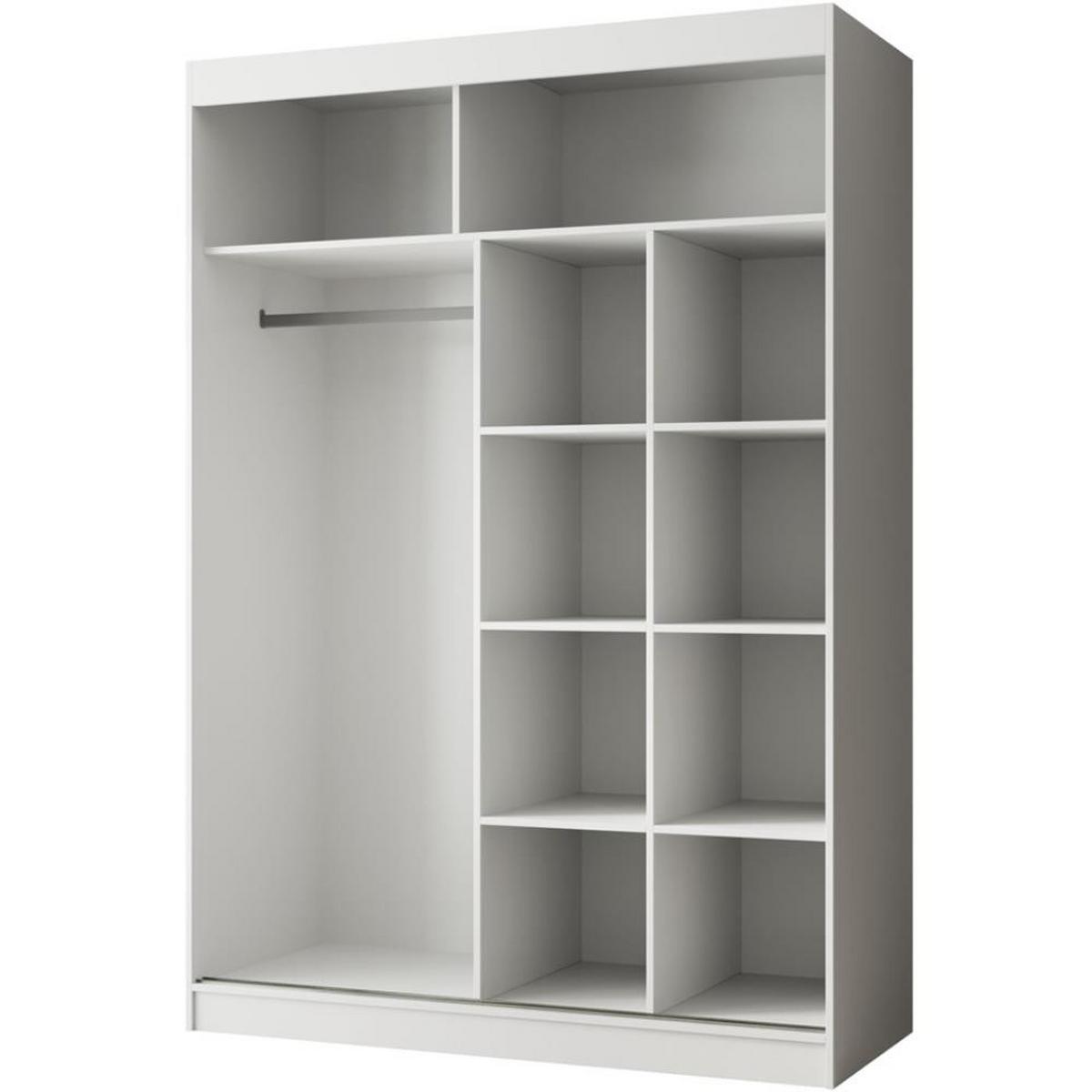 SCHWEBETÜRENSCHRANK Paco 150/215/61 2-türig weiß mit Spiegel - Weiß, Holzwerkstoff (150/215/61cm) - Beautysofa
