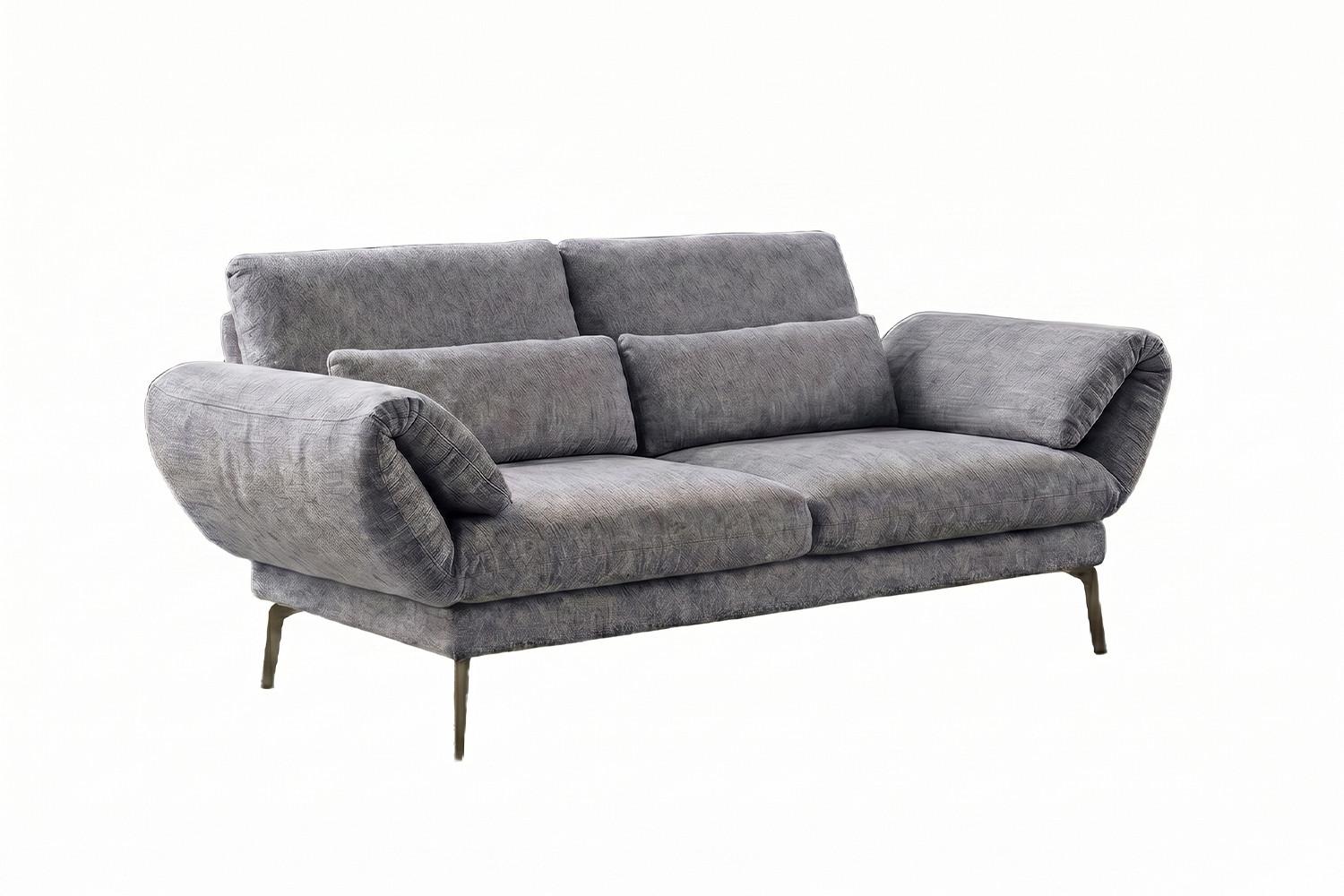 SOFA HOLLY Grau Flachgewebe - Braun/Grau, Textil/Metall (176/90/92cm) - KAWOLA