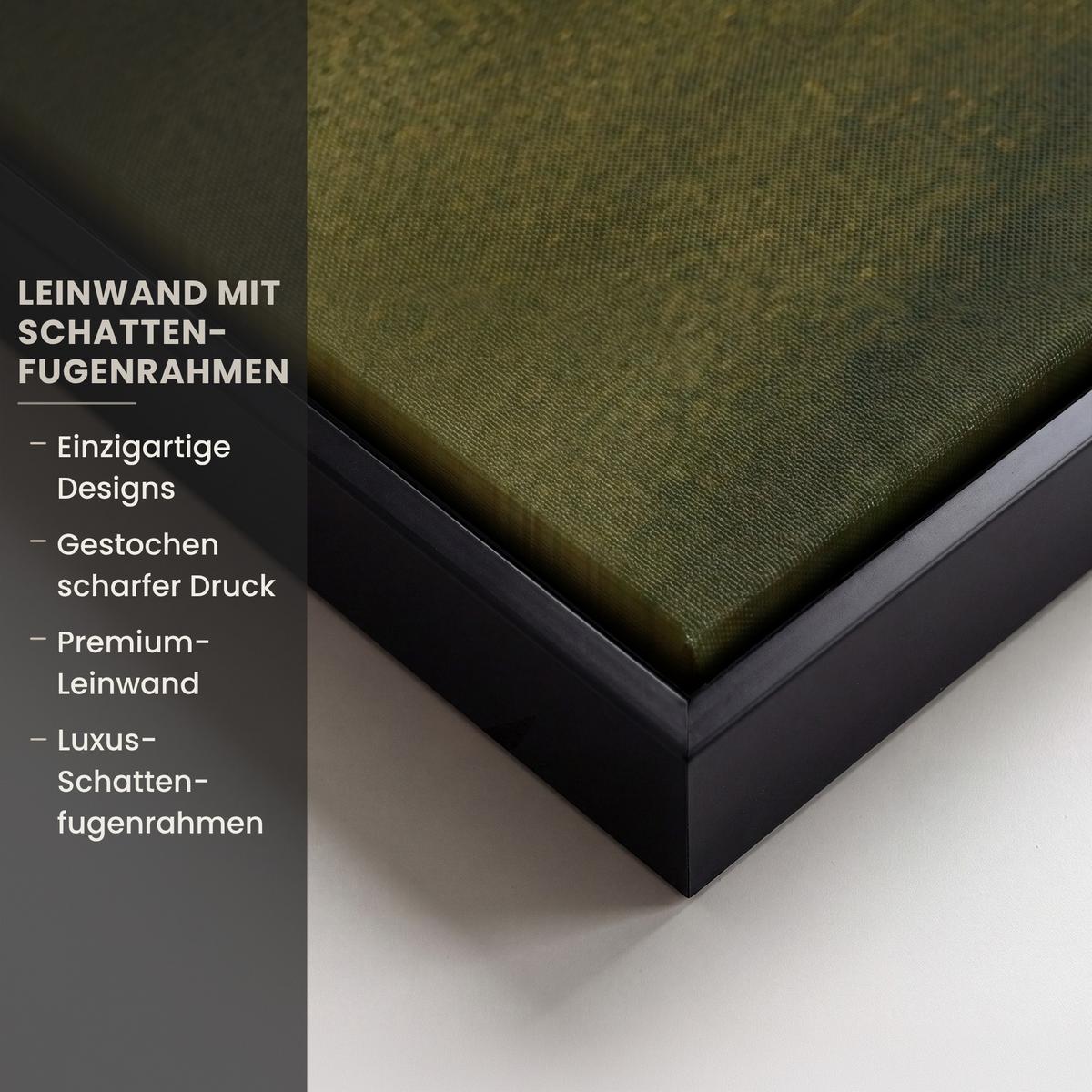 LEINWAND Bilder mit Rahmen - Japandi - Abstrakt - Grün - 120x80 - Salbeigrün, Textil (120/80cm) - MuchoWow