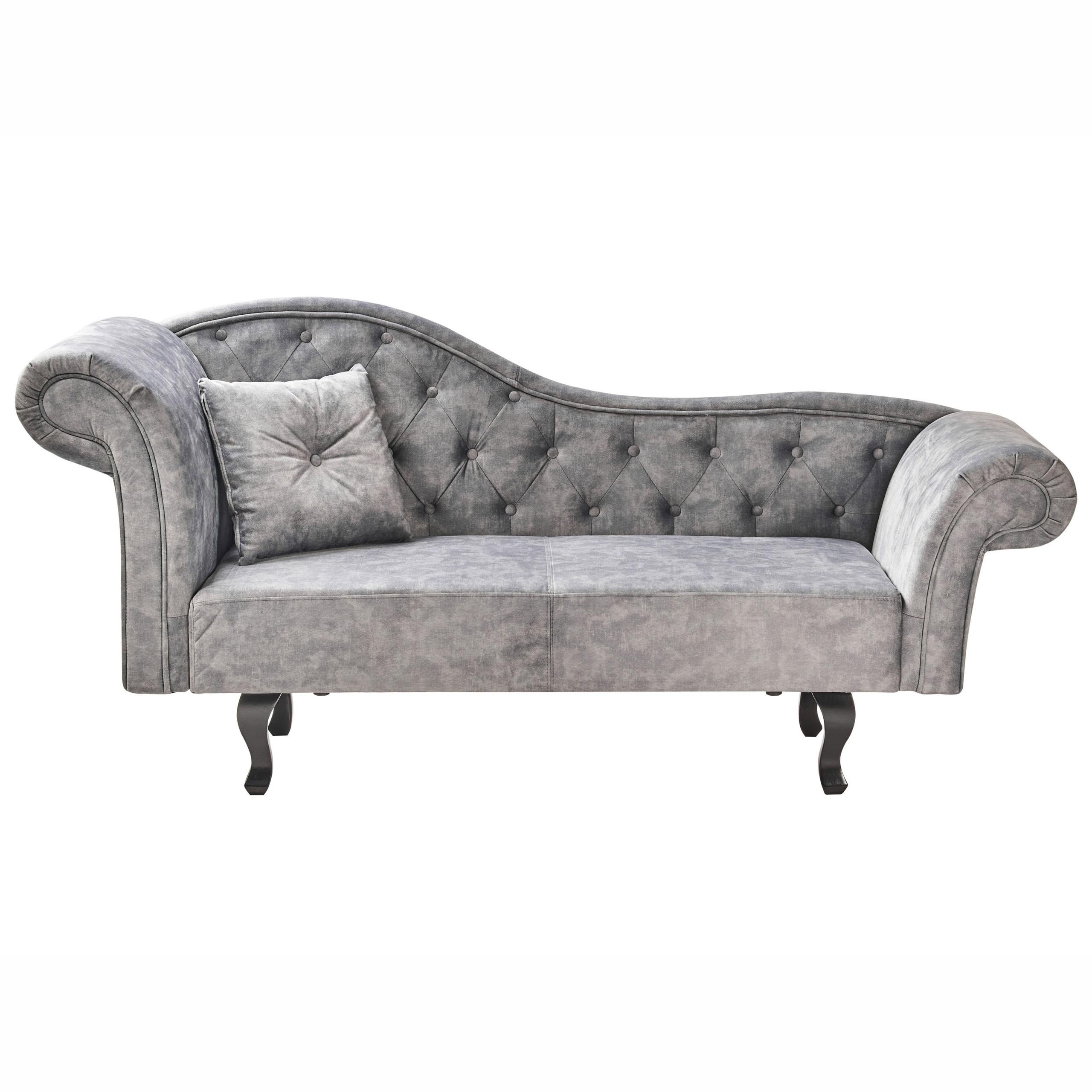 CHAISELONGUE-LINKSSEITIGE Samtstoff Grau Lattes Ii - Dunkelgrau/Braun, Textil (192/81/59cm) - Beliani
