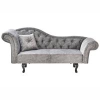 CHAISELONGUE-LINKSSEITIGE Samtstoff Grau Lattes Ii - Dunkelgrau/Braun, Textil (192/81/59cm) - Beliani