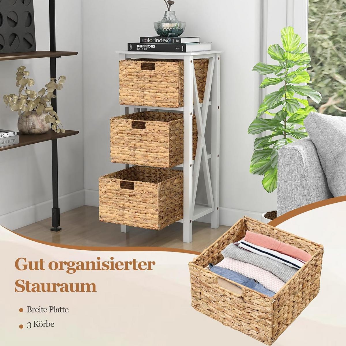 NACHTTISCH Weiß(2er-Set) - Weiß, Holz (36/80/30cm) - COSTWAY