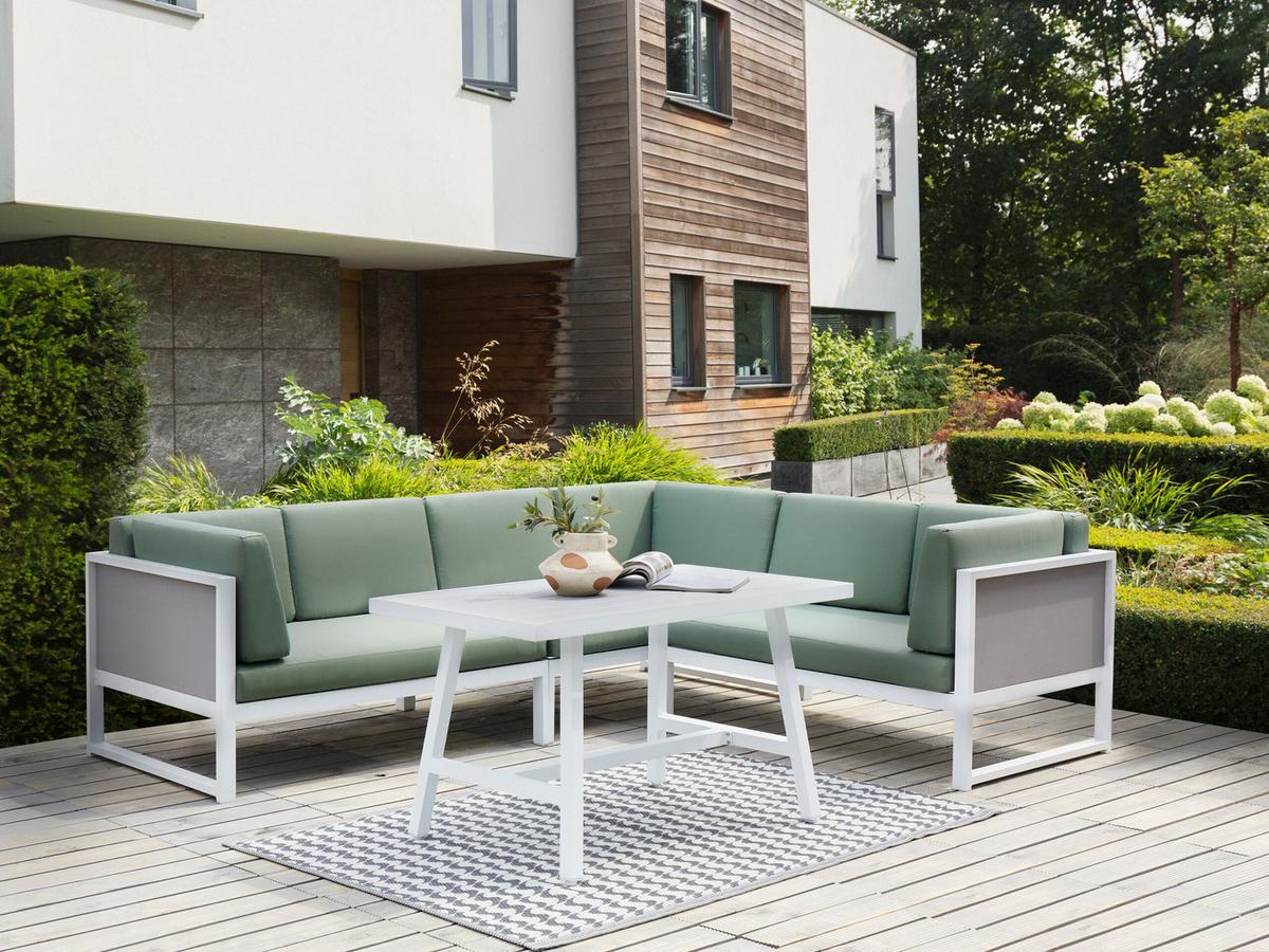 LOUNGE-SET Aluminium Grün Castella - Weiß/Grau, Metall - Beliani