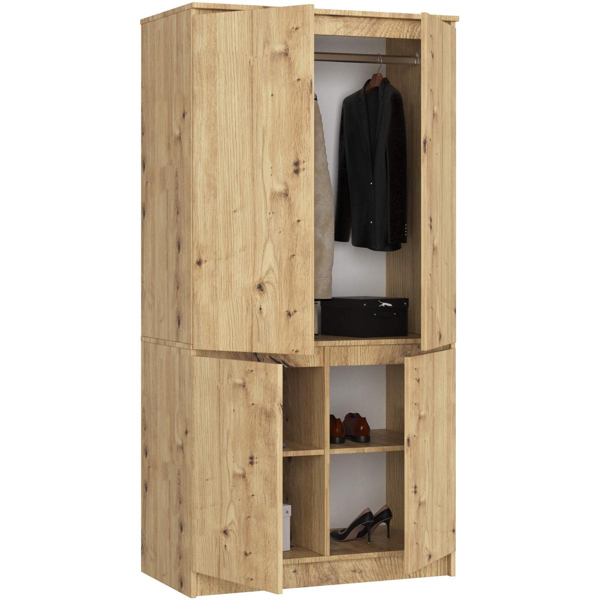 KLEIDERSCHRANK Eiche Artisan 180/90/51 - Eiche Artisan, Holzwerkstoff (90/180/51cm) - RAUMHIRSCH FURNITURE