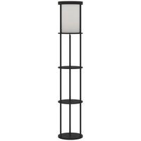 STEHLAMPE mit 3 runden Regalen, 3 Lichtfarben, Fußschalter - Schwarz, Holzwerkstoff (29/29/158cm) - HOMCOM
