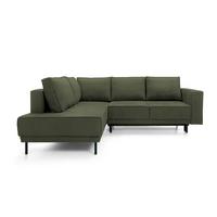 ECKSOFA Rodario Olivgrün Velours - Schwarz/Olivgrün, Textil/Metall (247/187cm) - Selsey