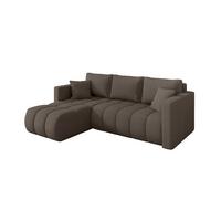 ECKSOFA mit Schlaffunktion Ottomane Links GARD-L 226x146x85 Braun Bouclé - Schwarz/Braun, Holzwerkstoff/Kunststoff (226/146cm) - ALTDECOR