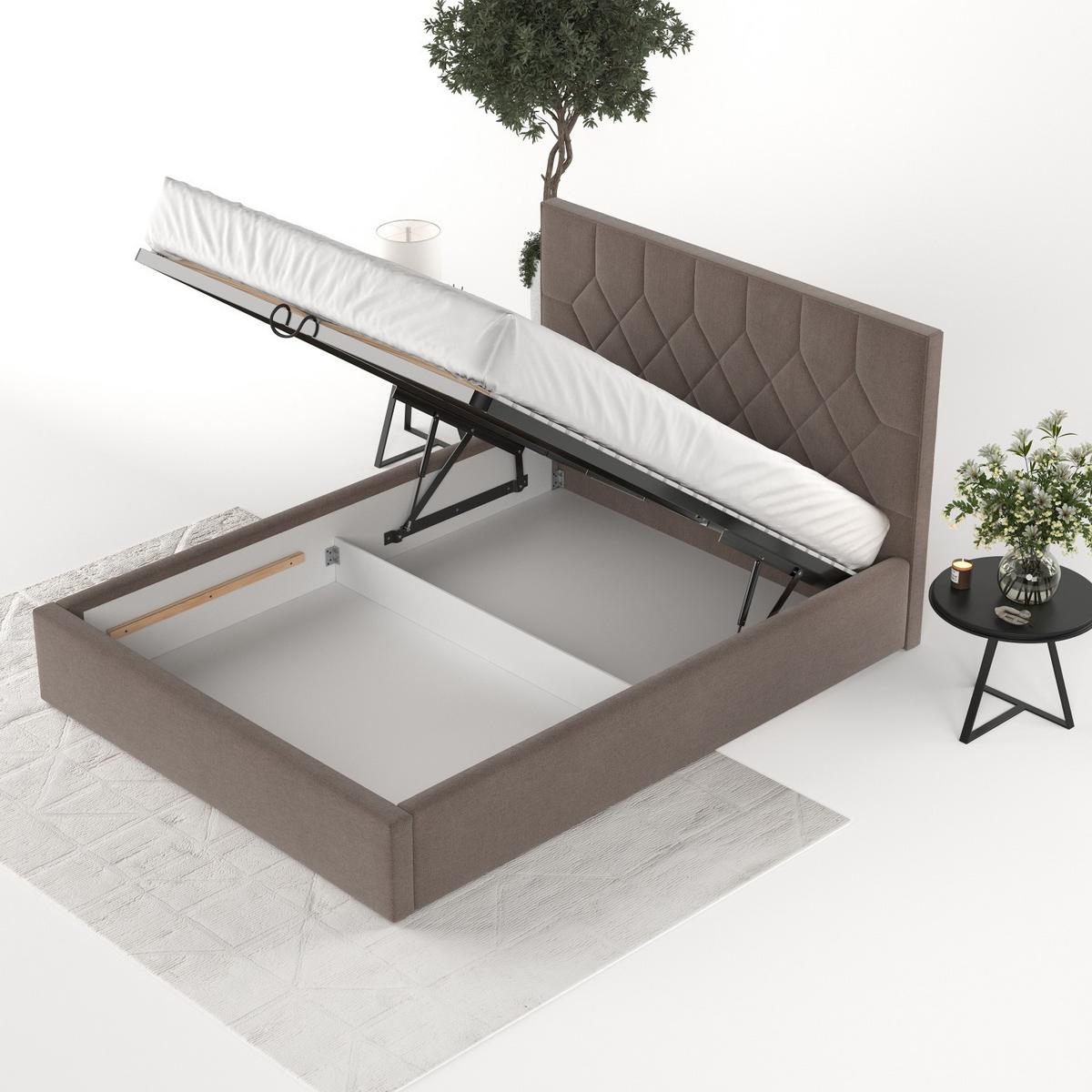 POLSTERBETT Brisa 180/200 cm Braun im Asti Stoff - Schwarz/Naturfarben, Holz/Holzwerkstoff (180/200cm) - AltaBeds