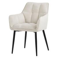 ESSZIMMERSTUHL Creme Frotteestoff - Beige/Creme, Textil/Metall (63/90/57cm) - ML-DESIGN