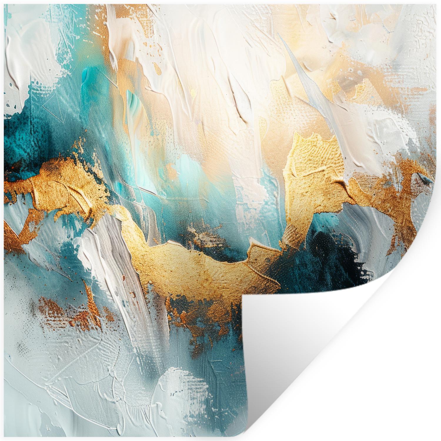 WANDTATTOO Abstrakt - Kunst - Gold - Blau Wanddeko 50x50 cm - Petrol, Kunststoff (50/50/0.1cm) - MuchoWow