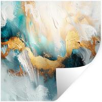 WANDTATTOO Abstrakt - Kunst - Gold - Blau Wanddeko 50x50 cm - Petrol, Kunststoff (50/50/0.1cm) - MuchoWow