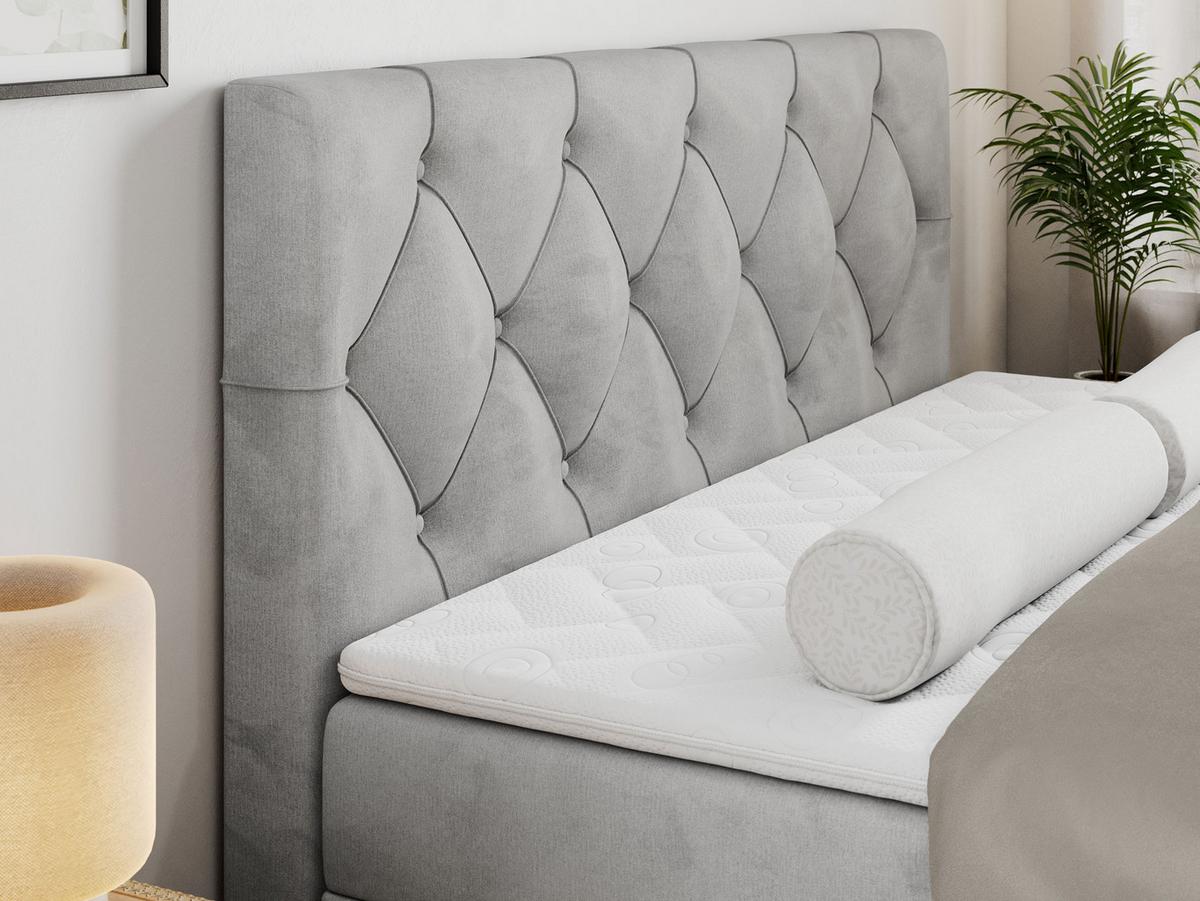 BOXBETT ALDA 140/200 Hellgrau Velvet - H4 - Hellgrau, Holz/Textil (140/200cm) - MKS