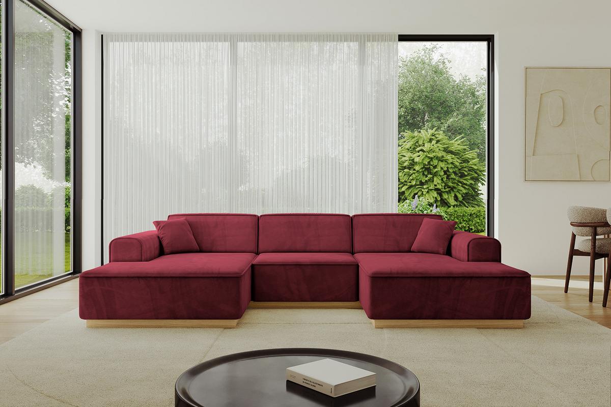 WOHNLANDSCHAFT IREA-U1-v2 - 301x165x80 cm Bordeauxrot - Bordeaux, Holzwerkstoff/Textil (301/80/165cm) - ALTDECOR
