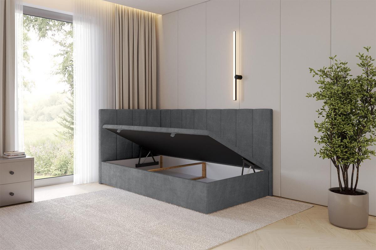 EINZELBETT Jugendbett mit Bettkasten Rechts, ohne Matratze - LOVY 80x200 Dunkelgrau - Graphitfarben, Holzwerkstoff/Textil (80/200cm) - ALTDECOR