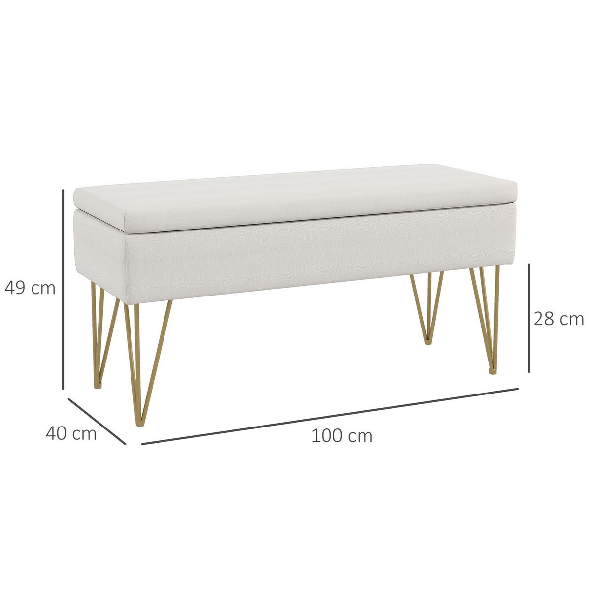 TRUHENBANK - Creme, Holzwerkstoff (40/49/100cm) - HOMCOM