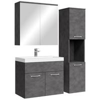 BADMÖBEL-SET Montreal 4 Teile Spiegelschrank Dunkel Grau - 60 x 35 x 51 cm - Grau, Holz (60/51/35cm) - Badplaats