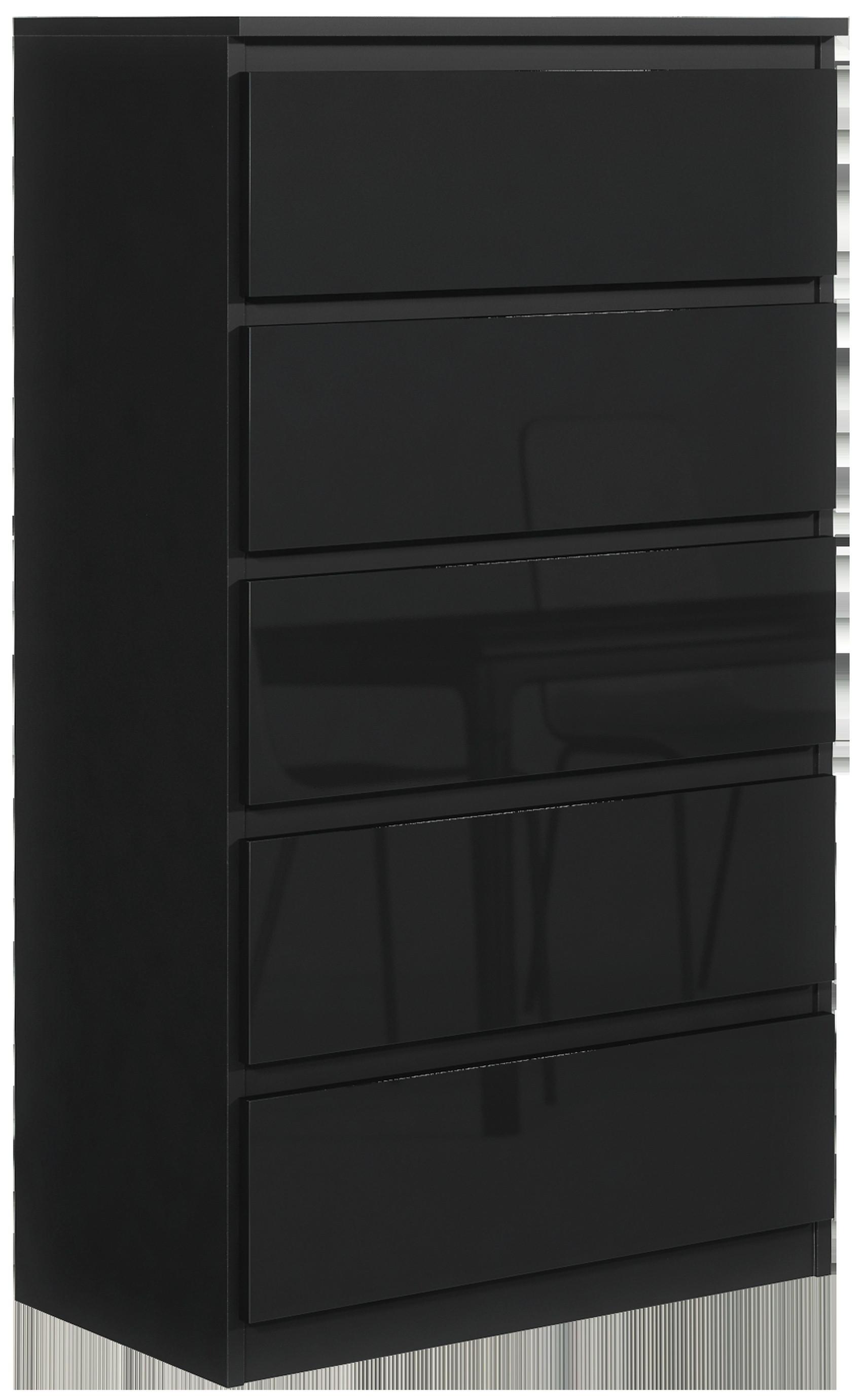 KOMMODE Schwarz, Hochglanz 70/125/39 - Schwarz Hochglanz/Schwarz, Holzwerkstoff (70/125/39cm) - RAUMHIRSCH FURNITURE
