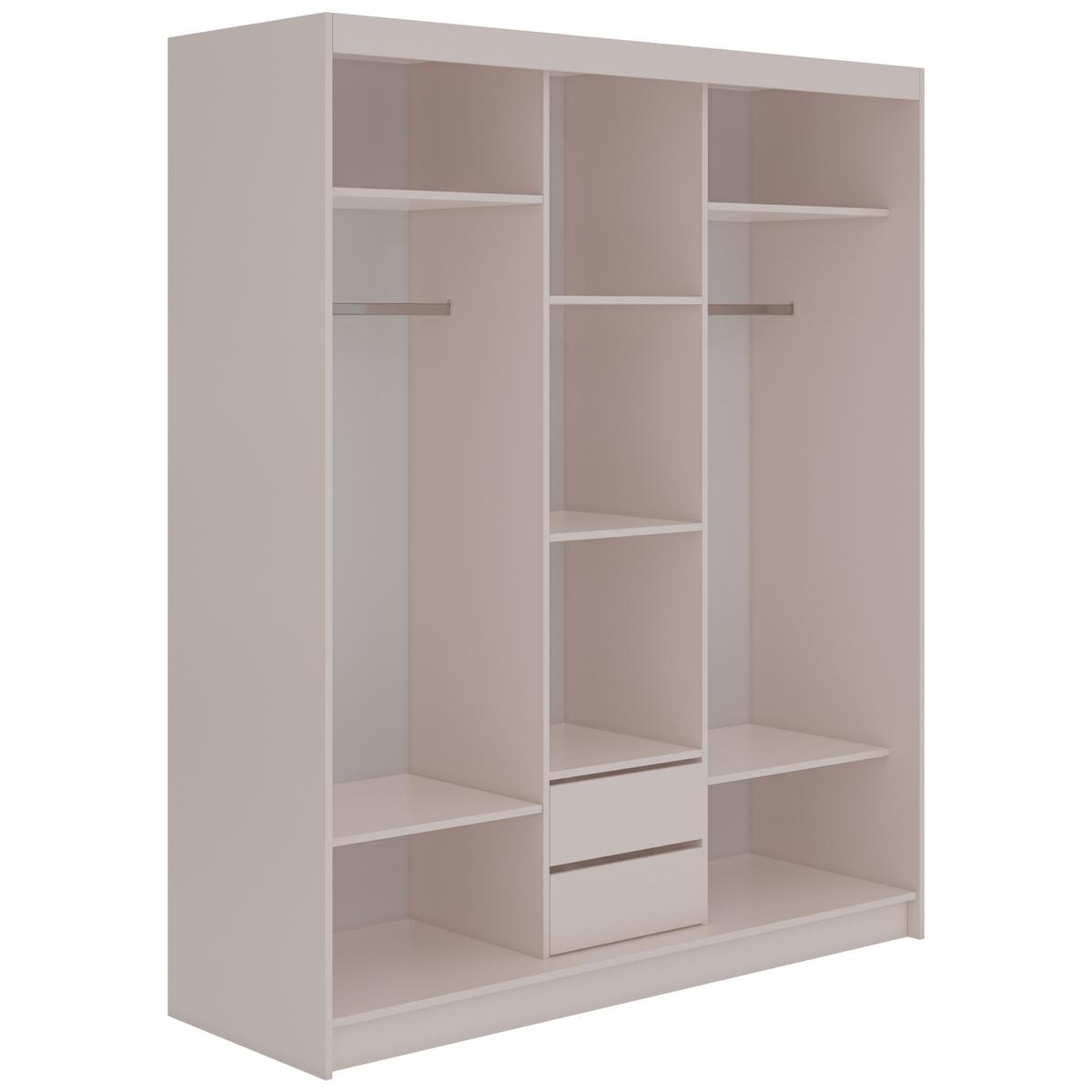 SCHWEBETÜRENSCHRANK mit Schubladen 180 - MACEDONIA - Kaschmir - Kaschmir/Alufarben, Holzwerkstoff/Metall (180/216/61cm) - MKS