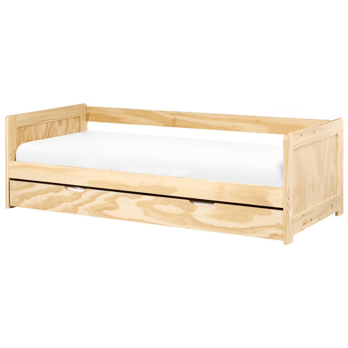 AUSZIEHBETT Kiefernholz 90/200 cm Hellbraun Gravelines - Braun, Holz (90/200cm) - Beliani