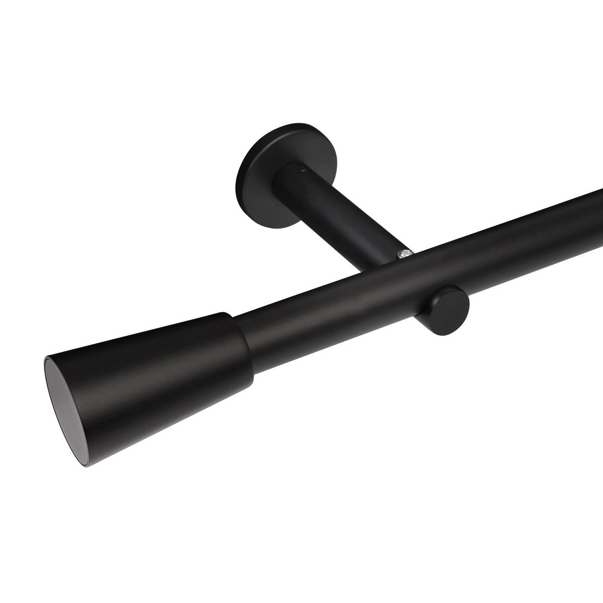 GARDINENSTANGE auf Maß 1-lauf Wandmontage Kegel 240cm - Schwarz, Metall (240cm) - Deco-Raum