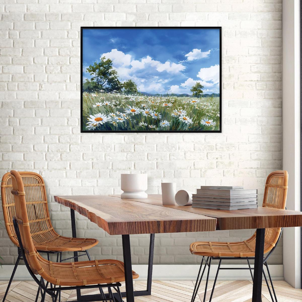 BILDER mit Rahmen Blumen Wiese Blau 60x40 cm - Multicolor, Holzwerkstoff (60/40cm) - Wallarena