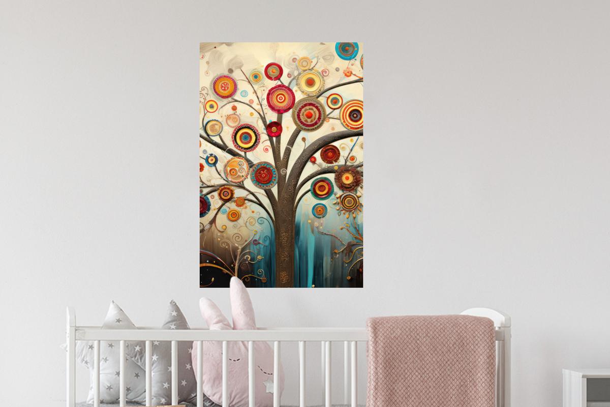 WANDTATTOO Baum - Baum des Lebens - Farbe Wandbild 40x60 cm - Braun, Kunststoff (40/60/0.1cm) - MuchoWow