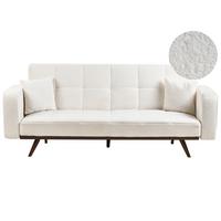 SCHLAFSOFA 3-Sitzer Bouclé Cremeweiß Hjulby - Creme, Textil (220/90/82cm) - Beliani