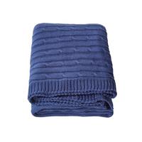 STRICKDECKE 130/170 cm, Baumwolle mit Zopfmuster - Dunkelblau, Textil (130/170cm) - Homescapes