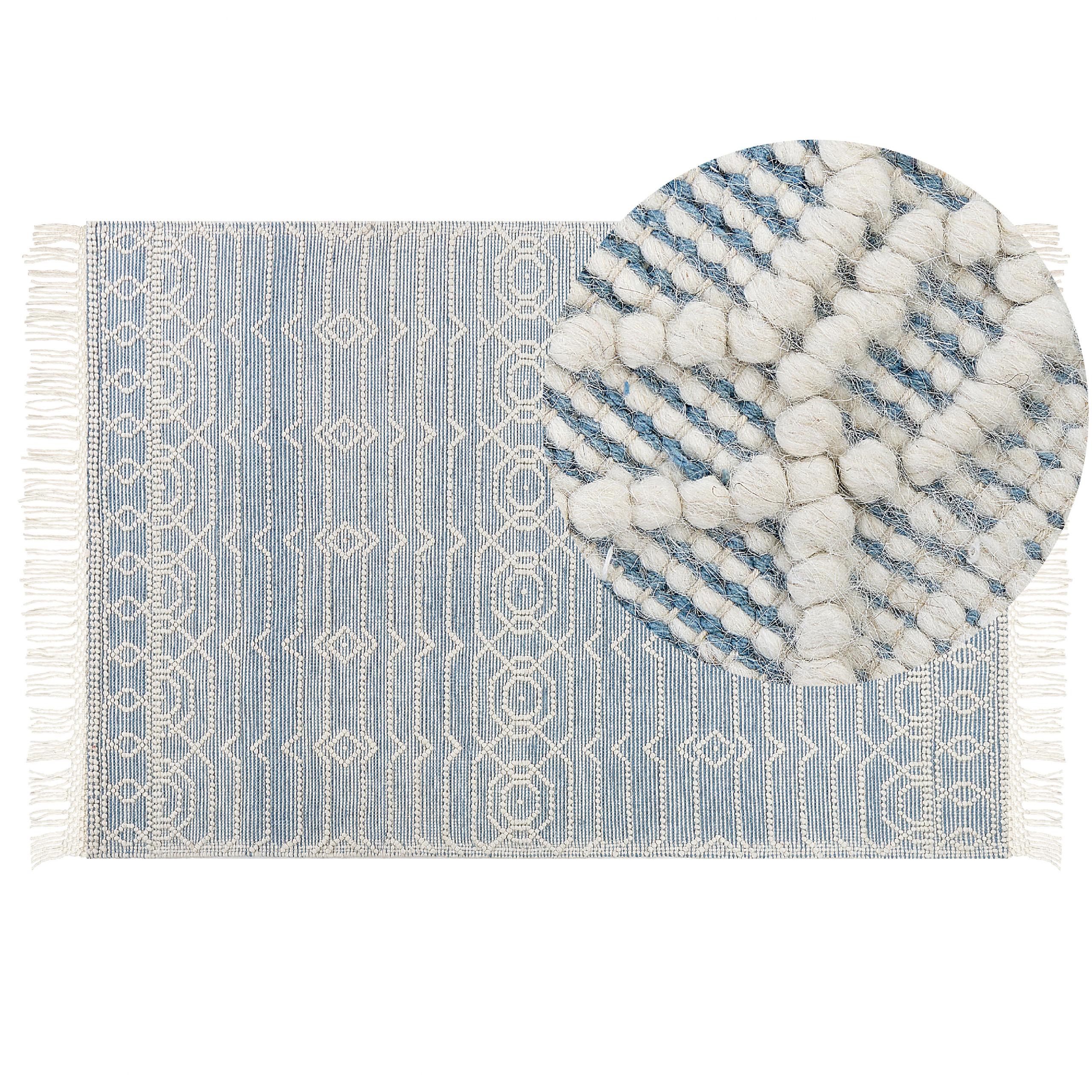 KURZFLOR-TEPPICH Orhaneli 230/160 cm - Blau, Textil (160/230cm) - Beliani