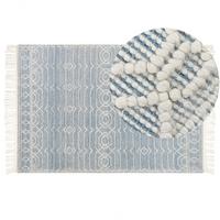 KURZFLOR-TEPPICH Orhaneli 230/160 cm - Blau, Textil (160/230cm) - Beliani