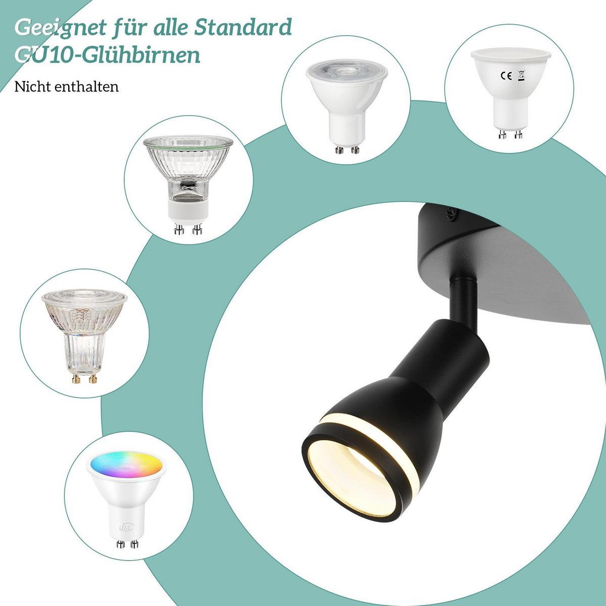 DECKENSTRAHLER Delmenhorst 3-flammig 20/20/15.7 cm - Schwarz, Metall (20/20/15.7cm) - Nettlife