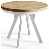RUNDER Esstisch ausziehbar – Moderner Wohnzimmertisch und Küchentisch – Tisch mit Stabile Konstruktion, Durchmesser 80 cm - 130 cm - Farbe Craft - Braun/Weiß, Holzwerkstoff (80/80/77cm) - Alpi-Möbel