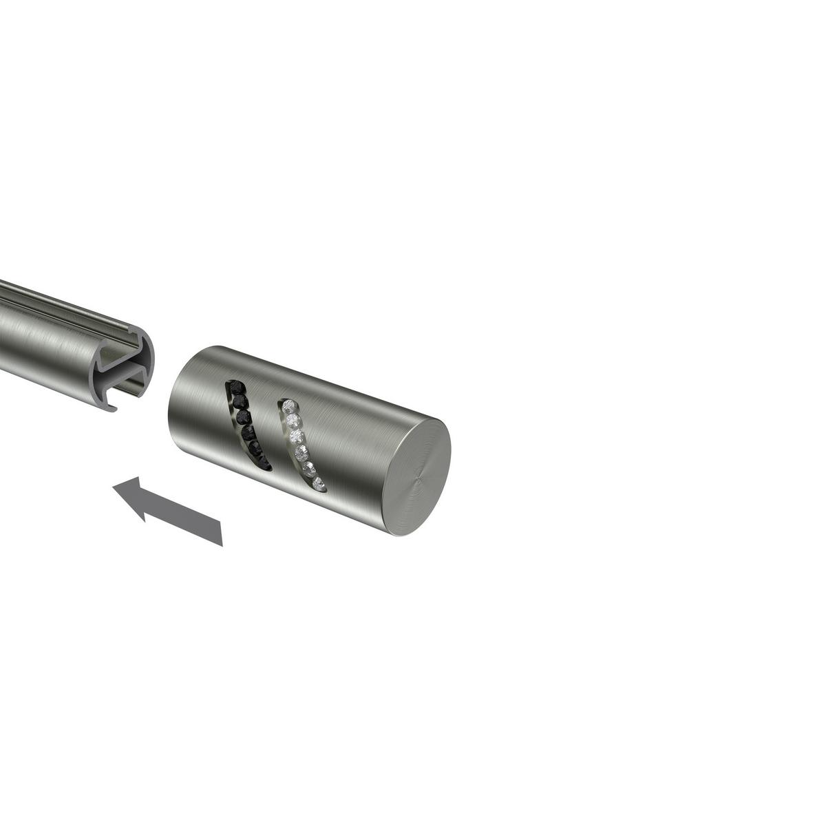 ENDSTÜCKE FÜR GARDINENSTANGEN 20 mm Ø, Zoena Edelstahl-Optik, Packung 2 Stück - Edelstahlfarben, Metall (5.5/2.5/2.5cm) - INTERDECO