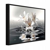 BILDER mit Rahmen Blumen Abstrakt Grau 120x80 cm - Multicolor, Holzwerkstoff (120/80cm) - Wallarena