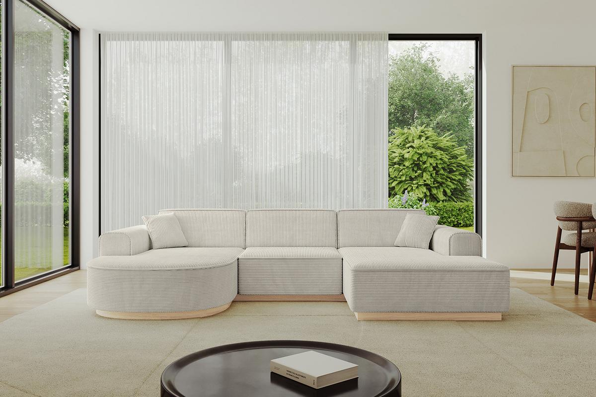 WOHNLANDSCHAFT ARRIO-U1 303x171x83 cm Creme - Ecru/Creme, Holzwerkstoff/Textil (303/83/171cm) - ALTDECOR