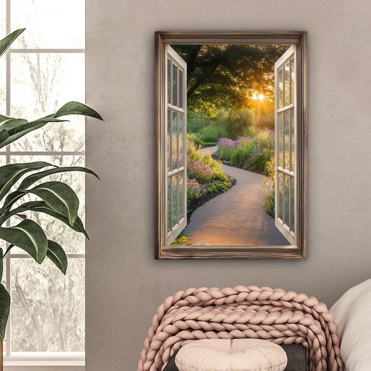 LEINWANDBILD Aussicht - Blumen - Natur - Sonne - Weg Wanddeko 40x60 cm - Hellgelb, Textil (40/60cm) - MuchoWow
