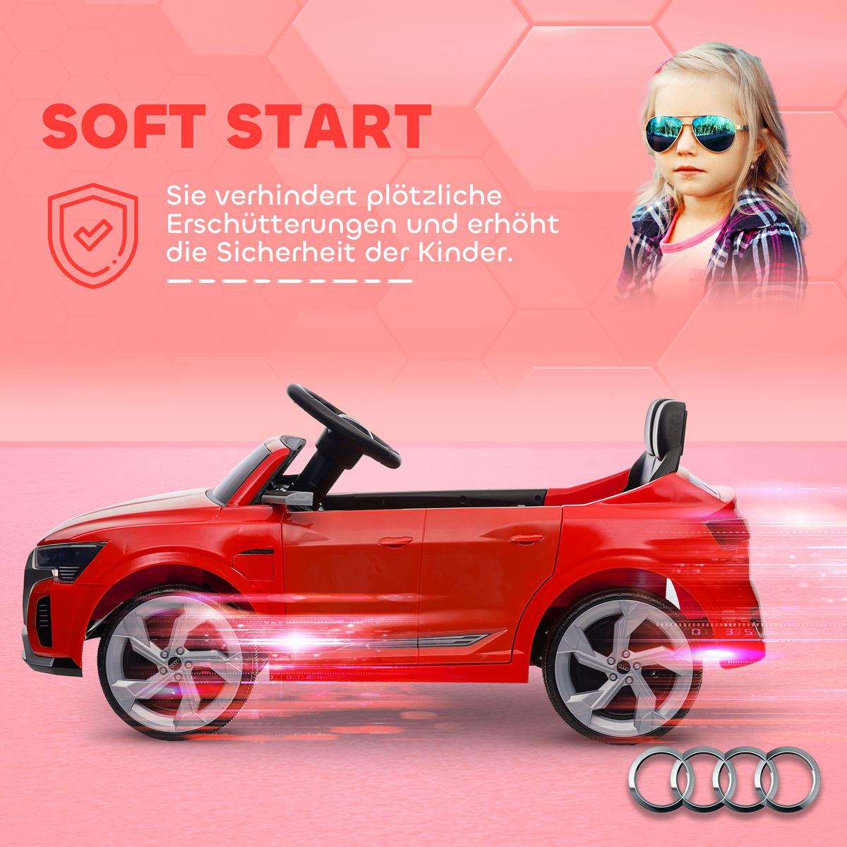 KINDER-ELEKTROAUTO, mit Fernbedienung, MP3 Musik & Hupe - Rot, Kunststoff (98/49.5/43cm) - AIYAPLAY