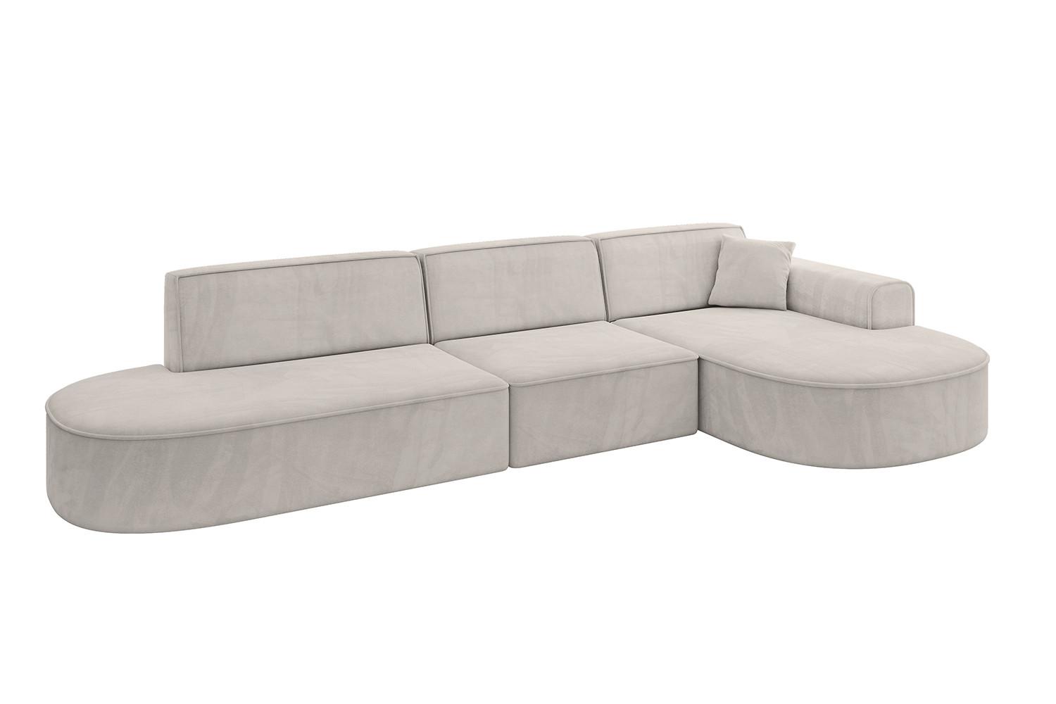 ECKSOFA Ottomane Rechts MARI-L2 - 328x171x79 cm Hellbraun Velours - Hellbraun/Schwarz, Holzwerkstoff/Kunststoff (171/328cm) - ALTDECOR