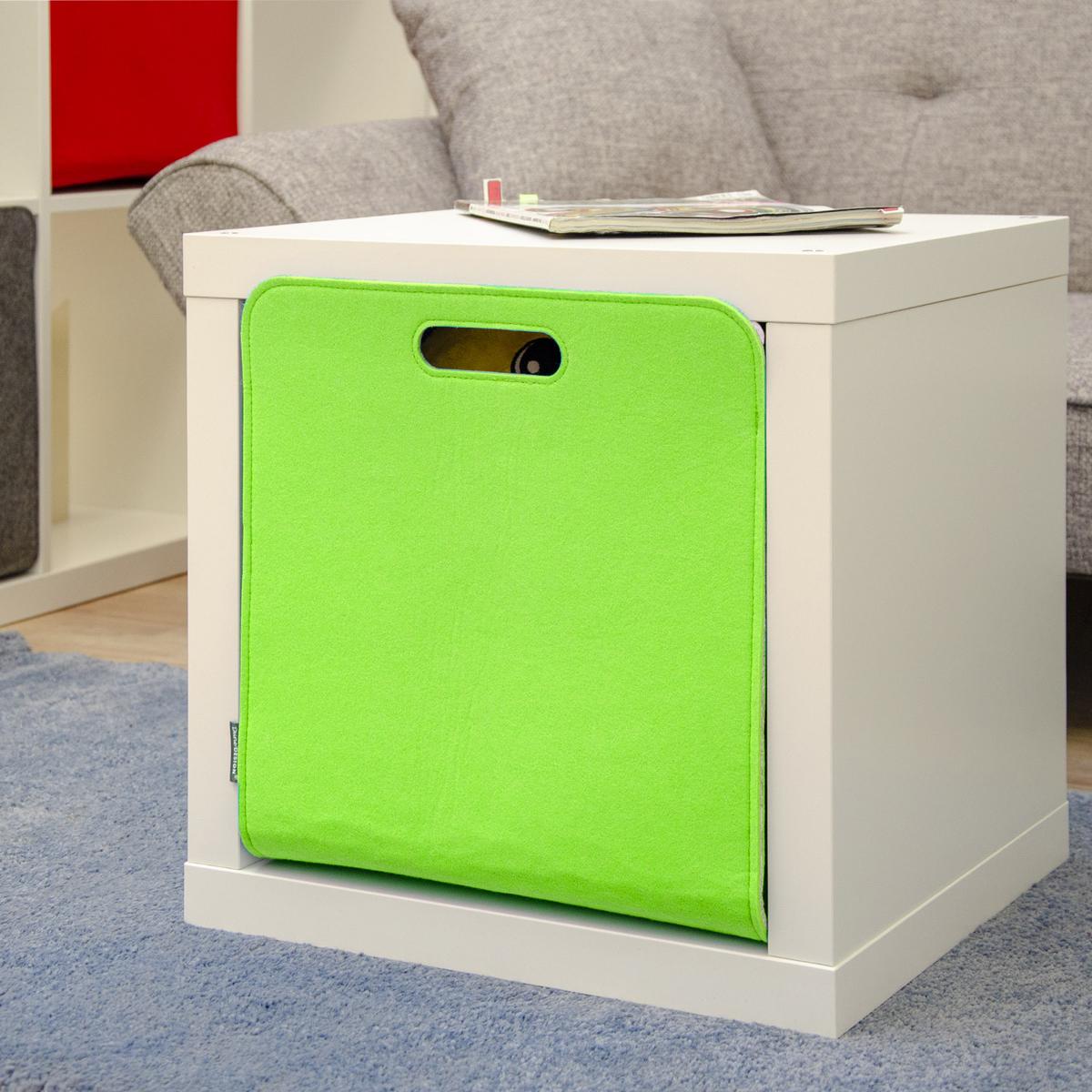 AUFBEWAHRUNGBOX, 4er Set 33/38, graugrün - Limette/Grau, Kunststoff (33/33/38cm) - Dunedesign