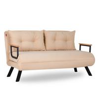 SCHLAFSOFA für 2 Personen mit Stoffbezug und Metallfüßen 133/50/41 cm - Sandfarben, Metall (50/41/121cm) - Calicosy