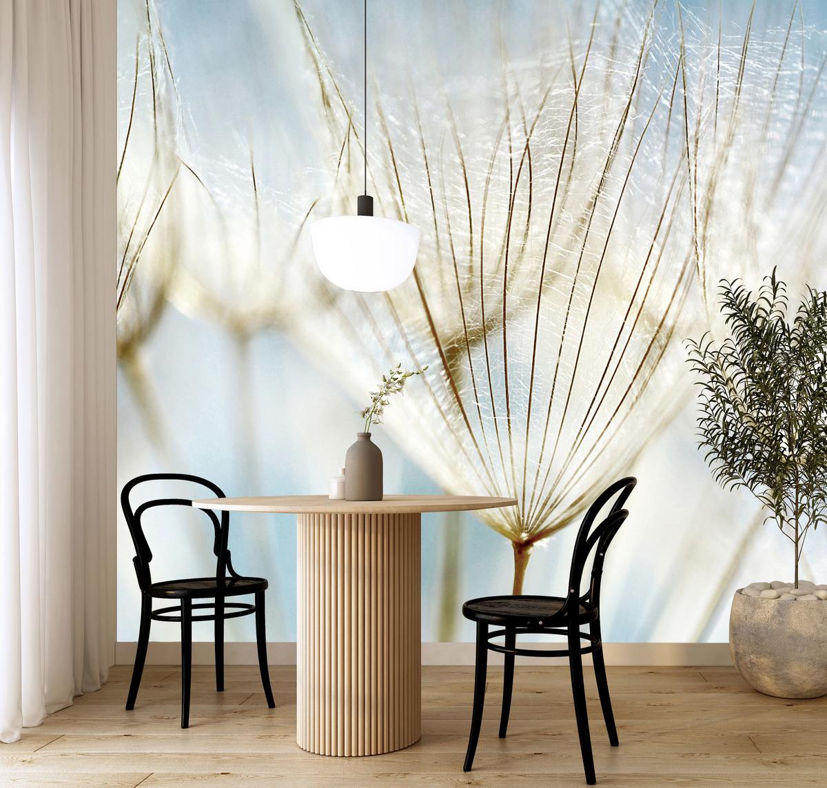 FOTOTAPETE für Wohnzimmer Löwenzahn Pflanzen Natur 100x70 - Blau/Beige, Papier (100/70cm) - Muralo