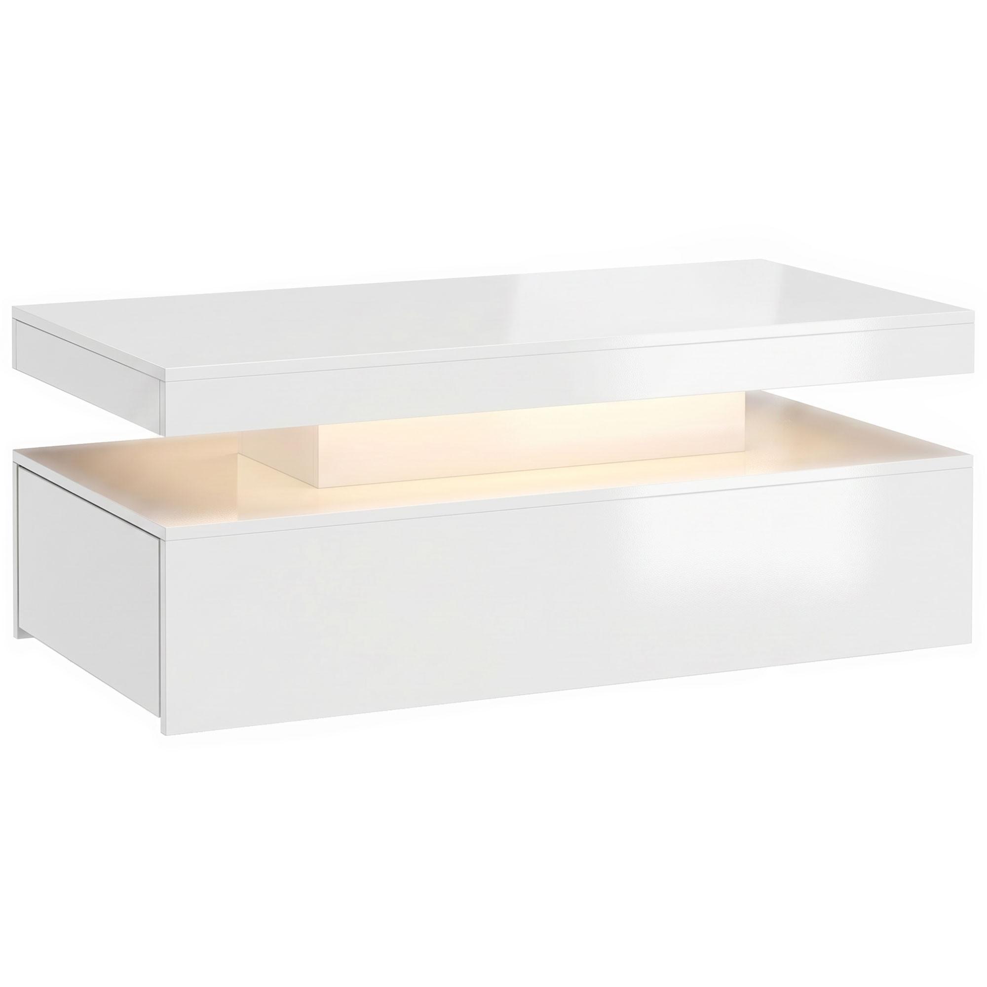 COUCHTISCH Spanplatte Hochglanzweiß - Weiß Hochglanz, Holzwerkstoff (100/50/40cm) - HOMCOM