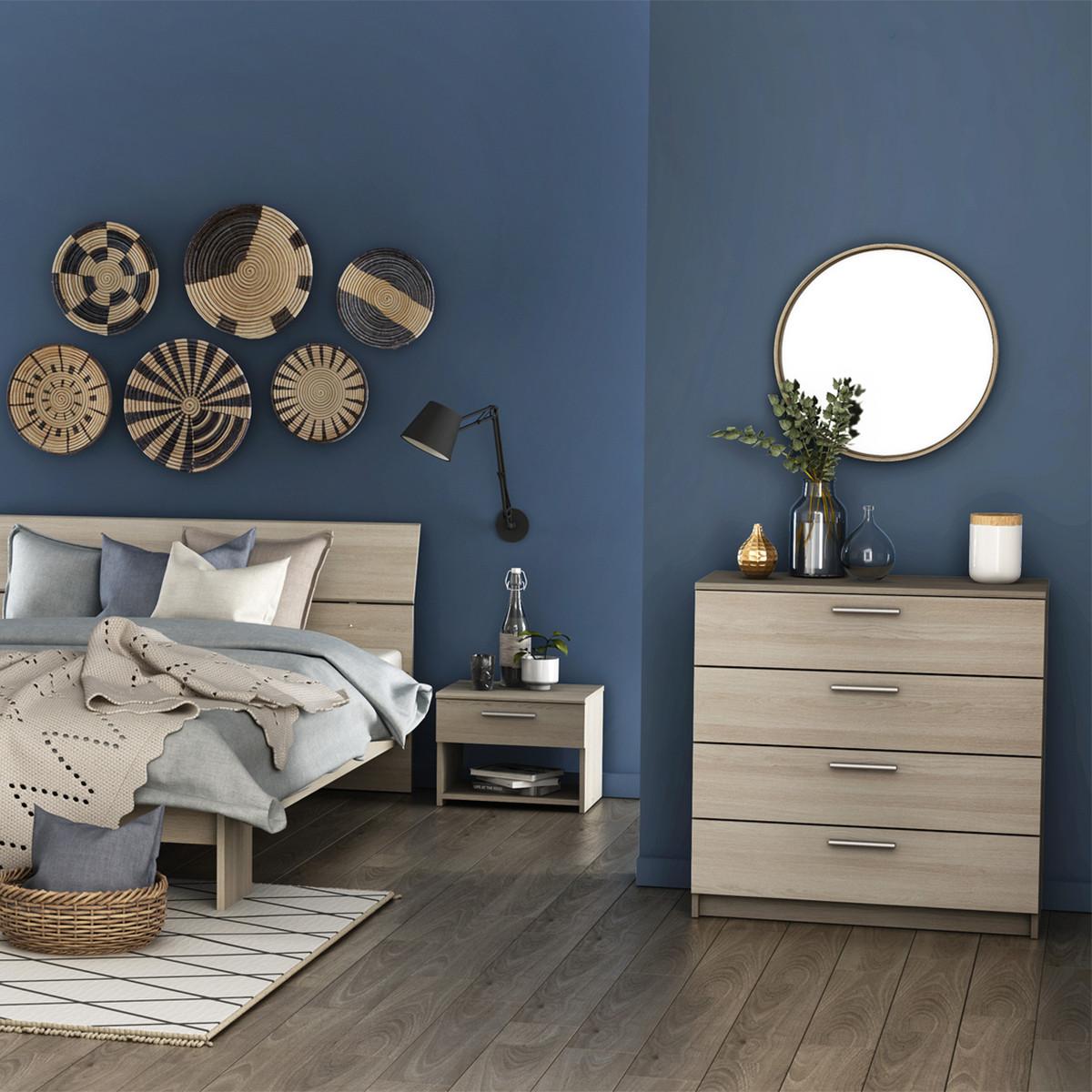 KOMMODE mit 4 Schubladen L79,6 cm, helles Holzdekor - Pricy - Eiche Artisan, Holzwerkstoff (37.9/80.6/39.7cm) - Calicosy
