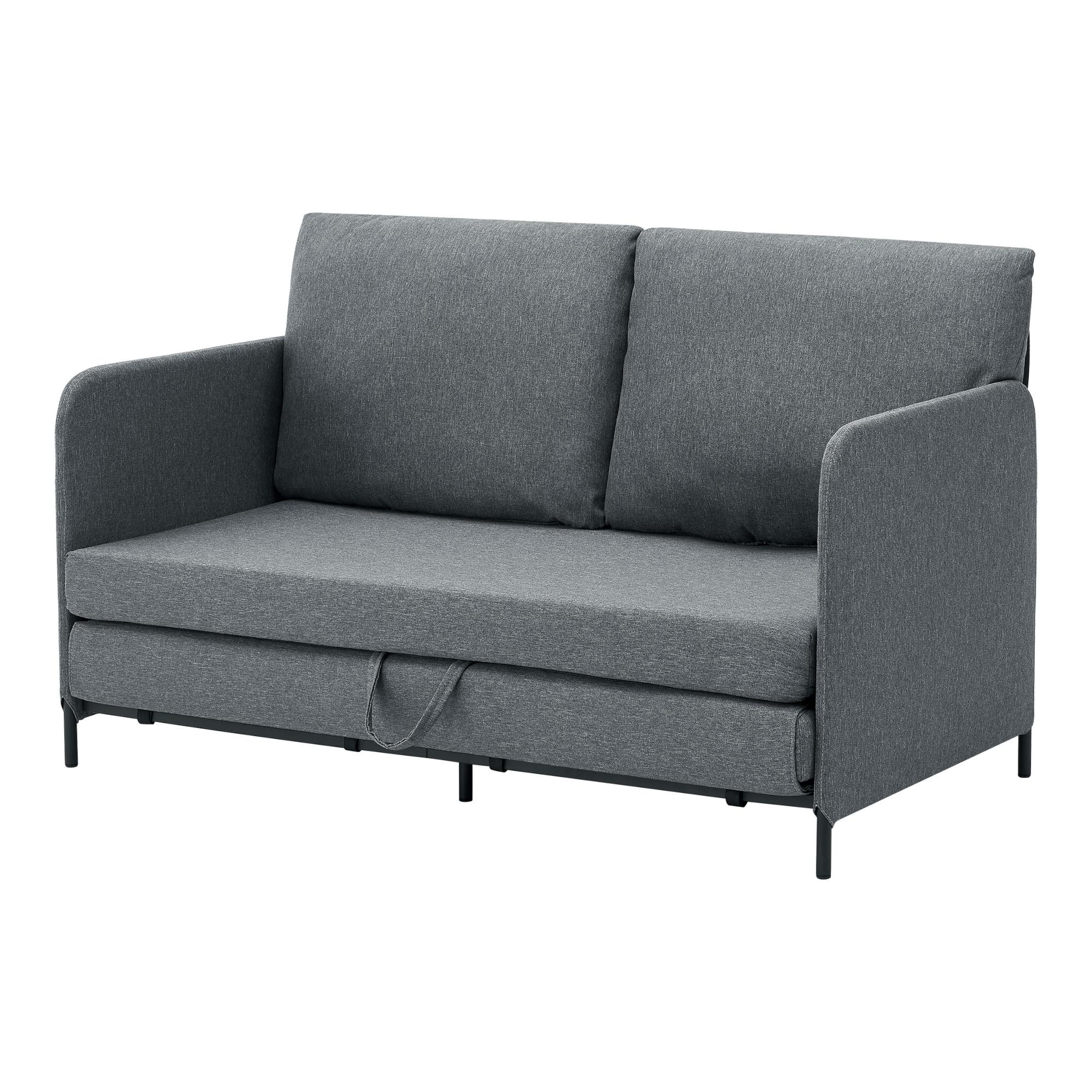 SCHLAFSOFA Soini - Dunkelgrau, Textil/Metall (125/78/67cm) - [en.casa]