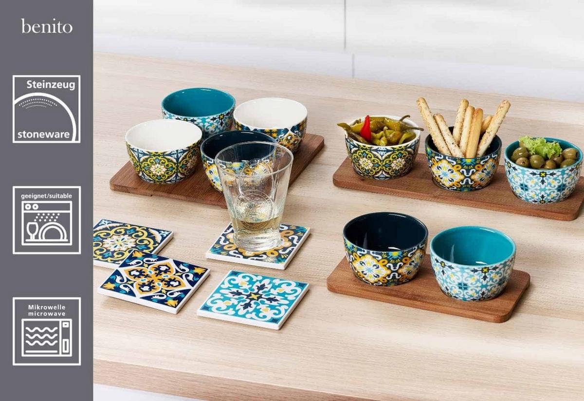 SERVIERSCHALEN-SET MIT TABLETT Benito bunt 5-tlg. - Multicolor, Keramik (22/22/6cm) - Ritzenhoff Breker